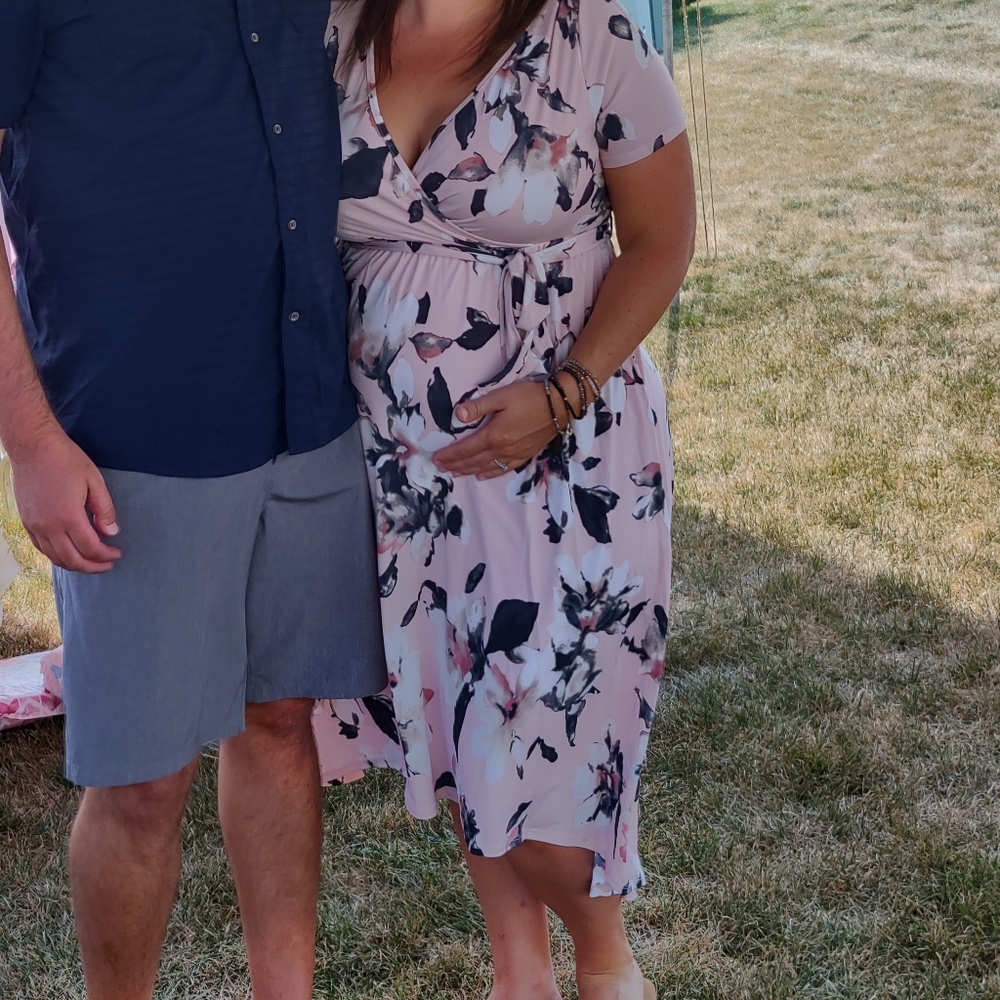 Pink Blush Floral Wrap Dress